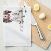 Linge De Cuisine Cocker Spaniel Funny Chien de Noël avec arbre (Quart Plié)