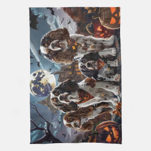 Linge De Cuisine Cocker Spaniel Halloween Éffrayant (Vertical)