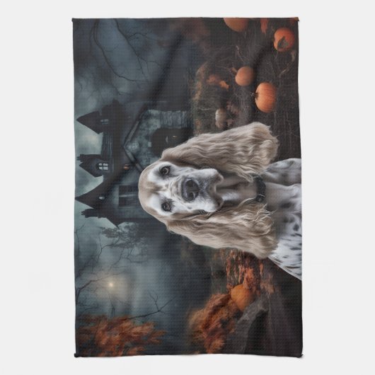 Linge De Cuisine Cocker Spaniel Halloween effroi (Vertical)