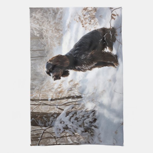 Linge De Cuisine Cocker Spaniel Laisser Neige Noël (Vertical)