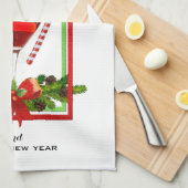 Linge De Cuisine Cocktail de Noël Aquarelle Art (Quart Plié)