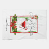 Linge De Cuisine Cocktail de Noël Aquarelle Art (Horizontal)