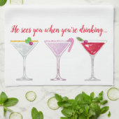 Linge De Cuisine Cocktails de Noël Citation humoristique (Plié)