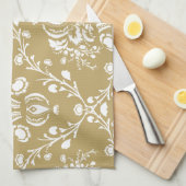Linge De Cuisine Cocoa and Cream Damask (Quart Plié)