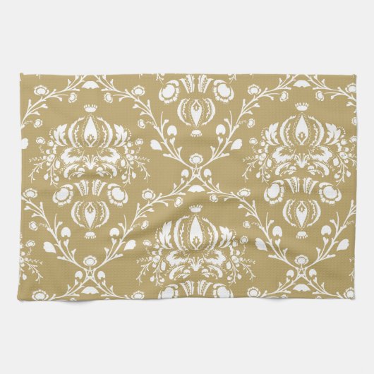 Linge De Cuisine Cocoa and Cream Damask (Horizontal)