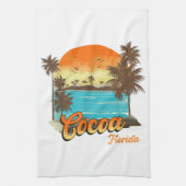 Linge De Cuisine Cocoa Florida Beach Vacances été Palm Sunset (Vertical)