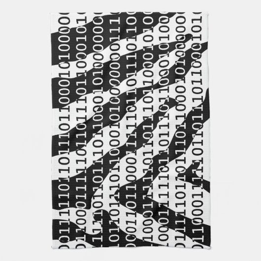 Linge De Cuisine Code binaire Zebra noir et blanc (Vertical)