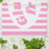 Linge De Cuisine Coeliac rose blanc gluten sans étiquette (Plié)