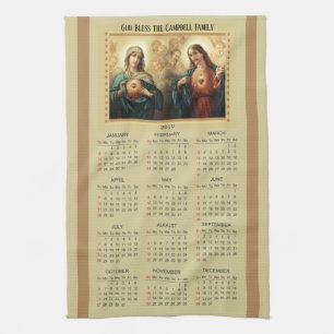 Linge De Cuisine Coeur 2019 sacré de calendrier de Jésus et de Ma