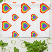 Linge De Cuisine Coeur arc-en-ciel (Plié)