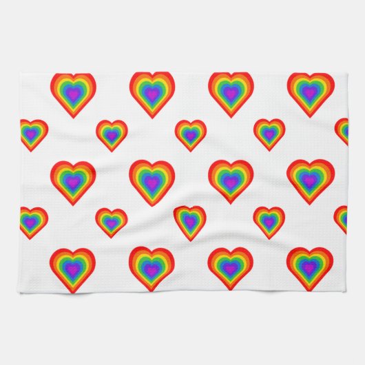 Linge De Cuisine Coeur arc-en-ciel (Horizontal)