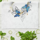 Linge De Cuisine Coeur bijoux avec papillons Morpho (Plié)