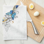 Linge De Cuisine Coeur bijoux avec papillons Morpho (Quart Plié)
