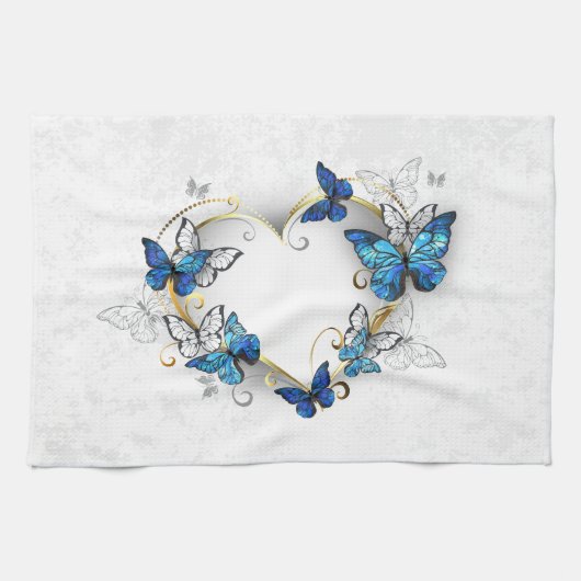 Linge De Cuisine Coeur bijoux avec papillons Morpho (Horizontal)