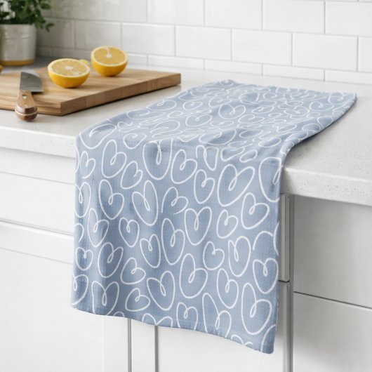 Linge De Cuisine Cœur Bleu Moderne