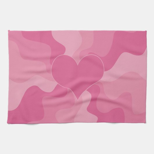 Linge De Cuisine Cœur d'amour - Rose (Horizontal)