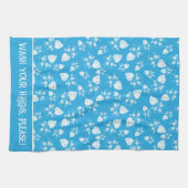 Linge De Cuisine Coeur de fleur bleu avec fleurs motif (Horizontal)