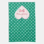 Linge De Cuisine Coeur de vert vert avec le nom (Vertical)