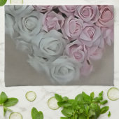 Linge De Cuisine Coeur des roses roses et blanches (Plié)