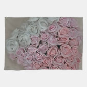 Linge De Cuisine Coeur des roses roses et blanches (Horizontal)