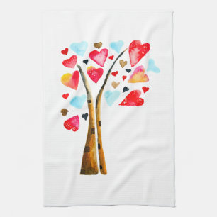 Linge De Cuisine Coeur des valentines aquarelle art