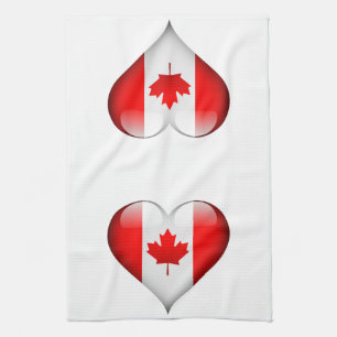 Linge De Cuisine Coeur en verre du drapeau canadien