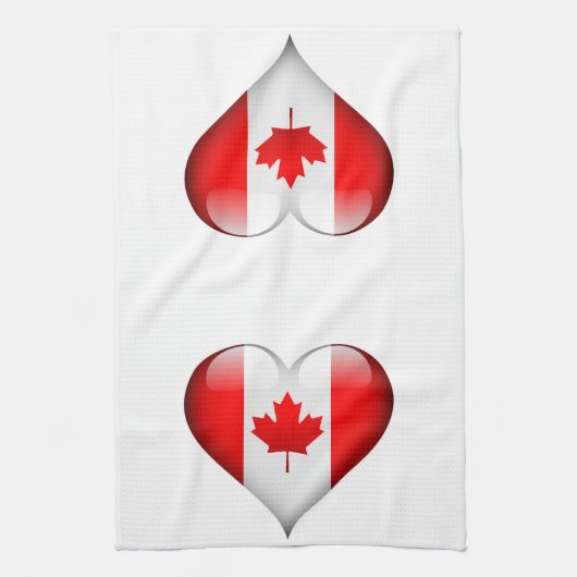 Linge De Cuisine Coeur en verre du drapeau canadien (Vertical)