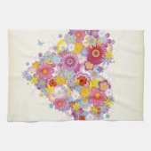 Linge De Cuisine Coeur floral avec des papillons (Horizontal)