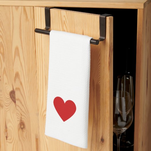 Linge De Cuisine Coeur moderne Rouge Simple Amour Chic Blanc person (Pliage en tiers)