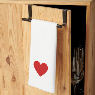 Linge De Cuisine Cœur Moderne Rouge Simple Amour Chic Personnalisé