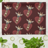 Linge De Cuisine Coeur perdu aux girafes (Plié)