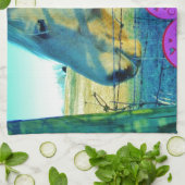 Linge De Cuisine Coeur rose et Cheval jaune (Plié)