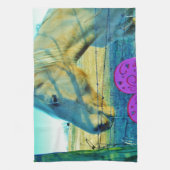 Linge De Cuisine Coeur rose et Cheval jaune (Vertical)