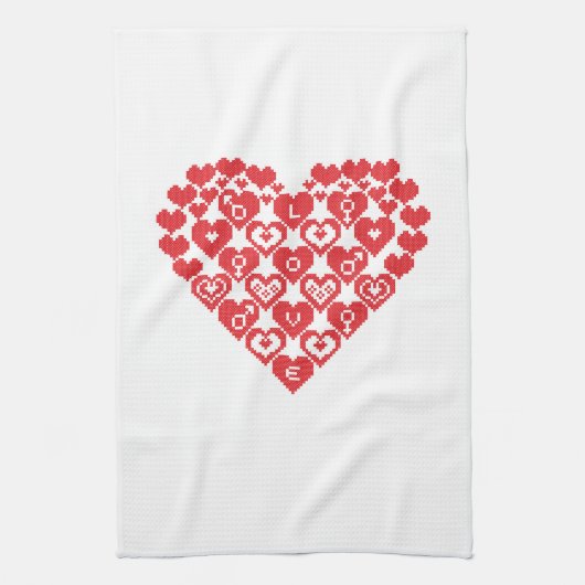 Linge De Cuisine COEUR rouge des coeurs (Vertical)