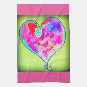 Linge De Cuisine coeur tourbillonnant rose