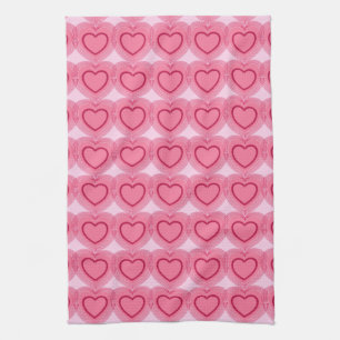 Linge De Cuisine Coeurs Abstraits modernes - Azalea rose