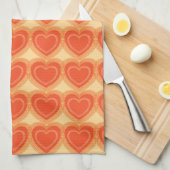 Linge De Cuisine Coeurs Abstraits modernes - Mandarin Orange (Quart Plié)