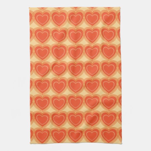 Linge De Cuisine Coeurs Abstraits modernes - Mandarin Orange (Vertical)