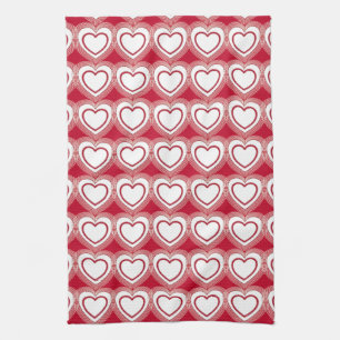 Linge De Cuisine Coeurs Abstraits modernes - Rouge et Blanc