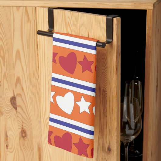 Linge De Cuisine Cœurs Amour Étoiles Rayures (Pliage en tiers)