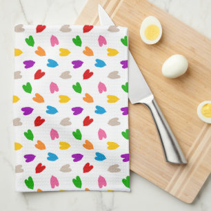 Linge De Cuisine Cœurs Amour Motif Design Blanc Coloré