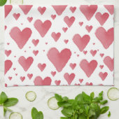 Linge De Cuisine Coeurs aquarelle (Plié)