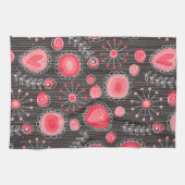 Linge De Cuisine Coeurs blancs et gris et fleurs florales (Horizontal)