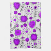 Linge De Cuisine Coeurs blancs violet blanc Whimsical et fleurs flo (Vertical)