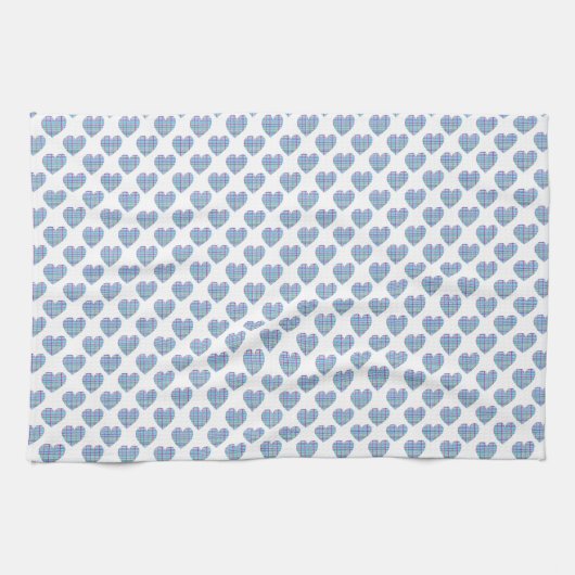 Linge De Cuisine Coeurs bleus sur le blanc (Horizontal)