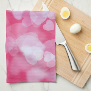 Linge De Cuisine Cœurs Bokeh Rose Tendre