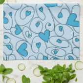 Linge De Cuisine Coeurs bouclés bleus (Plié)