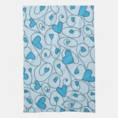 Linge De Cuisine Coeurs bouclés bleus (Vertical)