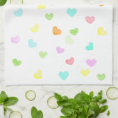 Linge De Cuisine Coeurs colorés amusants aquarelle heureuse (Plié)