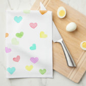 Linge De Cuisine Coeurs colorés amusants aquarelle heureuse (Quart Plié)